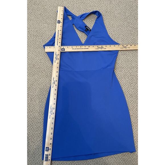 EXPRESS Women’s Size M Royal Blue Halter Dress Polyester Spandex - Picture 4 of 7
